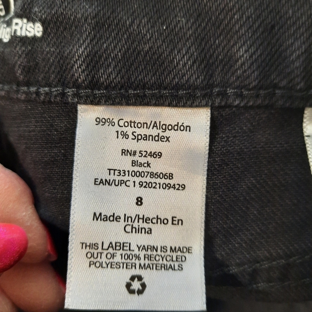 Time& Tru Size 8 Black High Rise Stretch Straight Women's Jeans - Picture 8 of 13